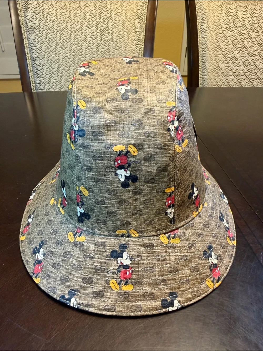 New Authentic Gucci GG x Disney Mickey Mouse Logo Bucket Hat Brown Size M - Picture 4 of 14